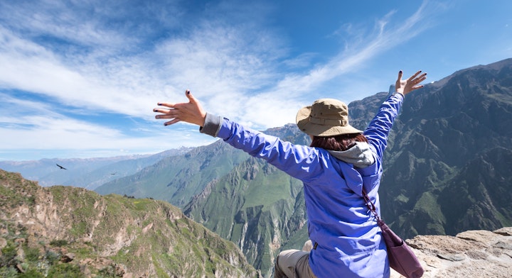 Persona mirando el Cañón del Colca despejado