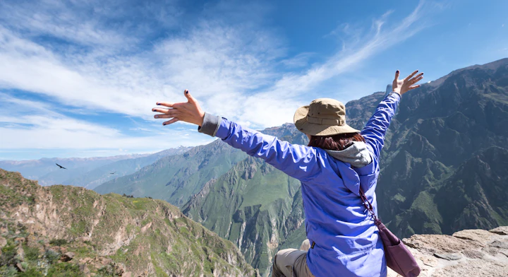 Persona mirando el Cañón del Colca despejado