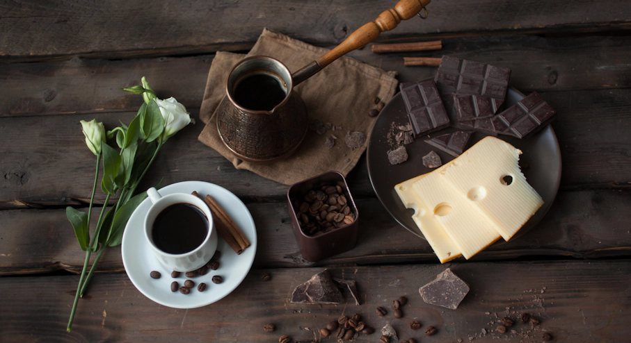 Café colombiano y queso Café colombiano y queso