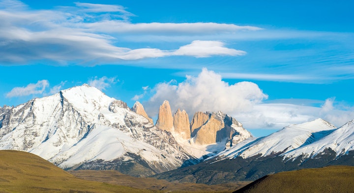 Vista Torres del Paine en laguna Amarga