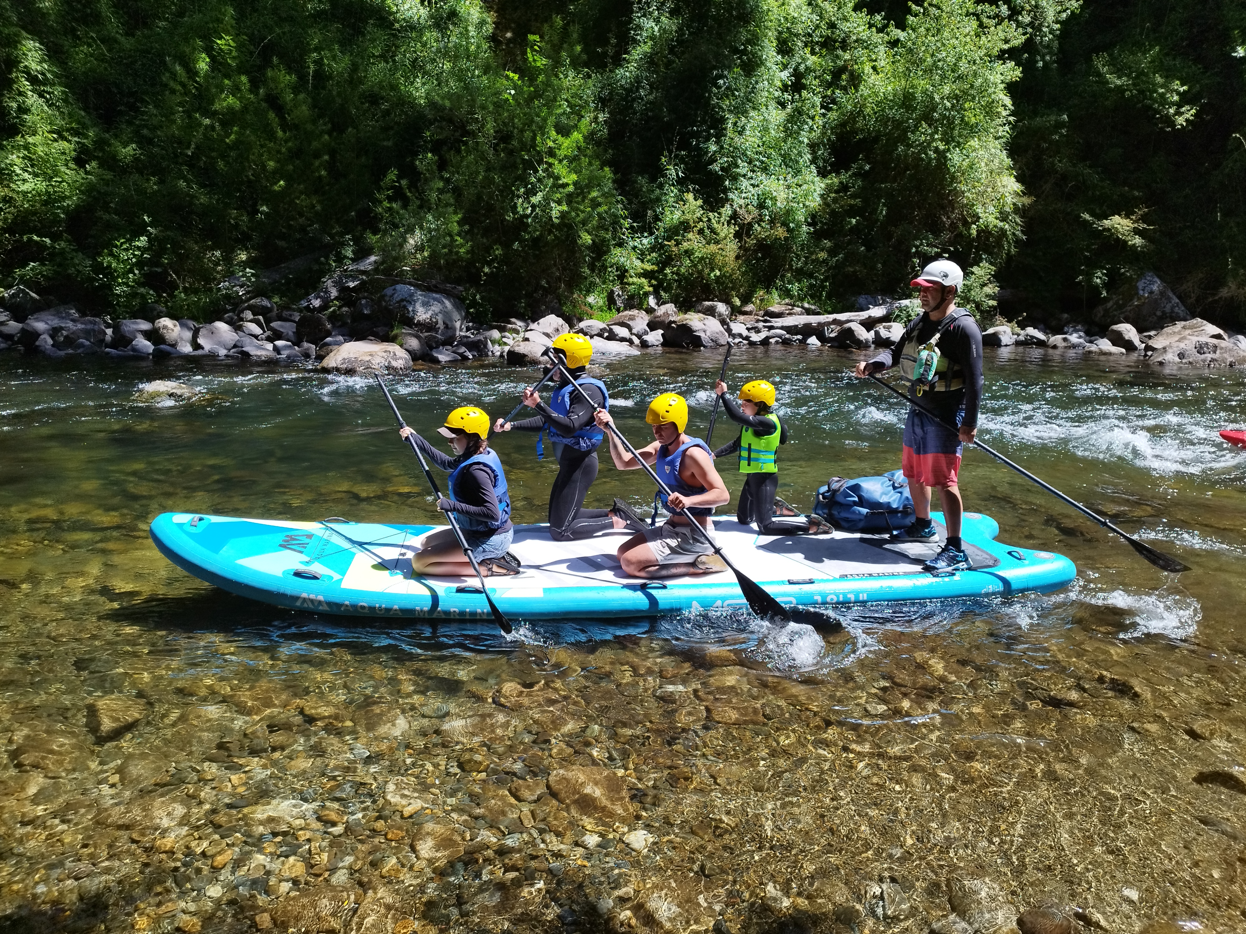 Niños practicando stand up paddle