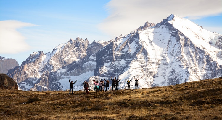 Grupo de trekking porterías tour Torres del Paine