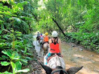 Imagen Cabalgata Cascadas Tocori en Quepos Personas cabalgando en el río