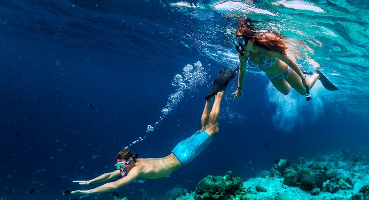 Pessoas fazendo snorkel