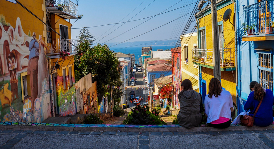 Valparaíso Personas en escalera de Valparaíso