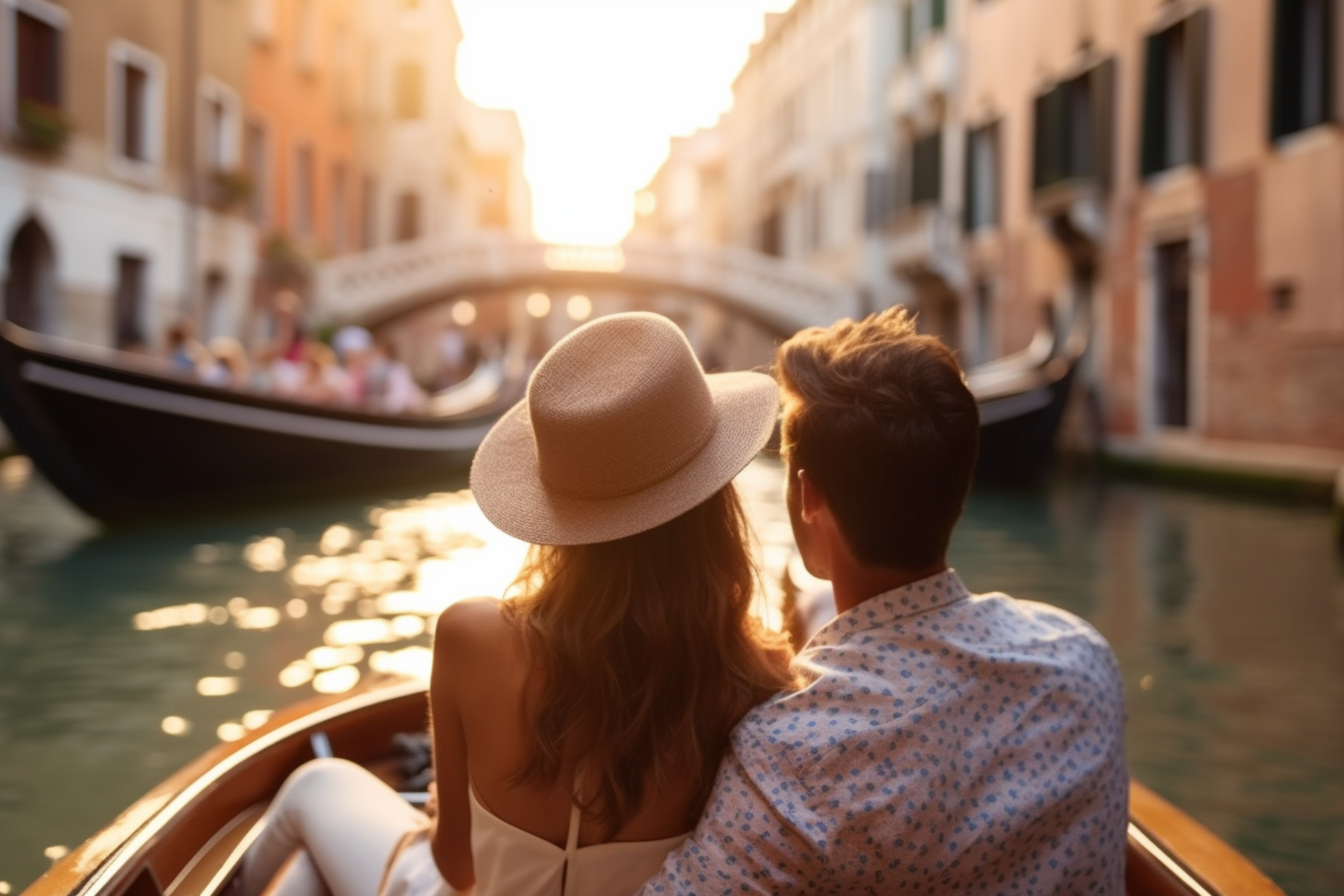 Pareja en góndola en Venecia