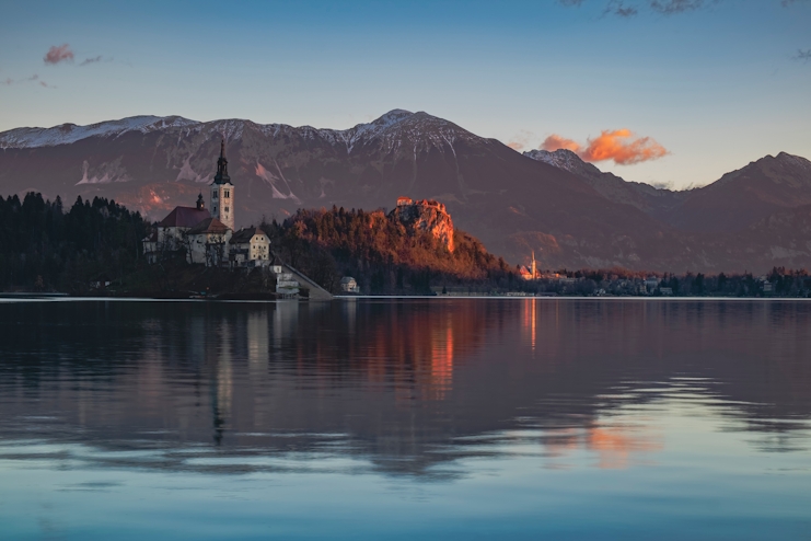 Lago Bled al atardecer