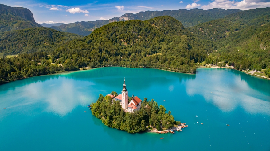 Vista aérea del Lago Bled